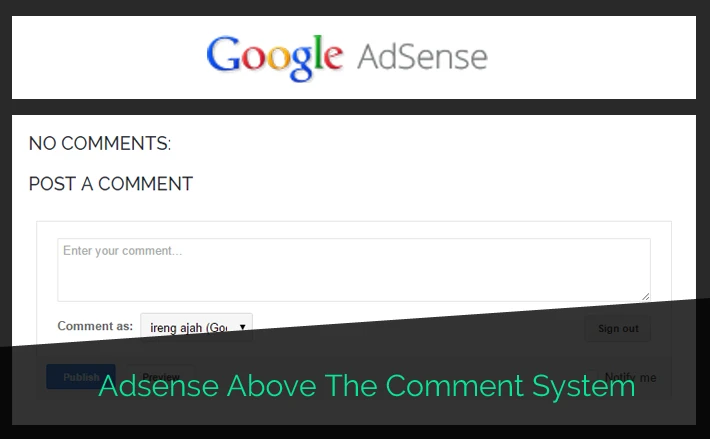 how to add adsense above the comment